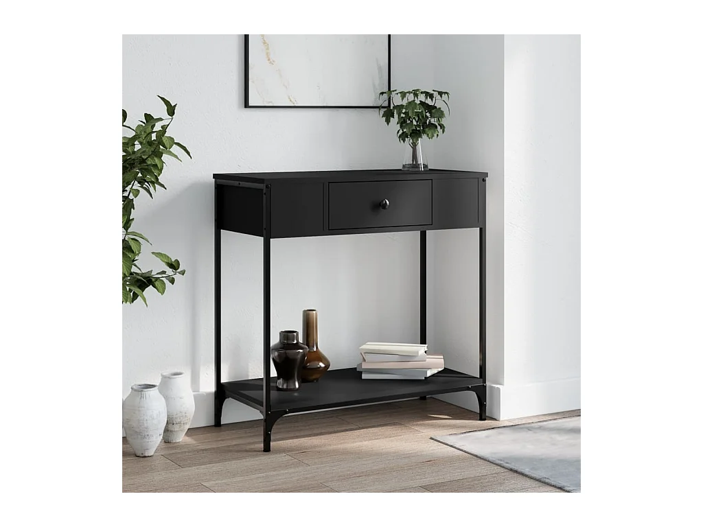 Table console noir 75x34,5x75 cm bois d'ingénierie