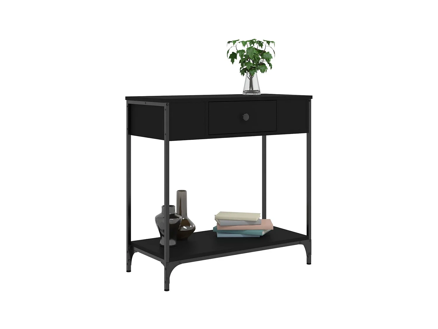 Table console noir 75x34,5x75 cm bois d'ingénierie