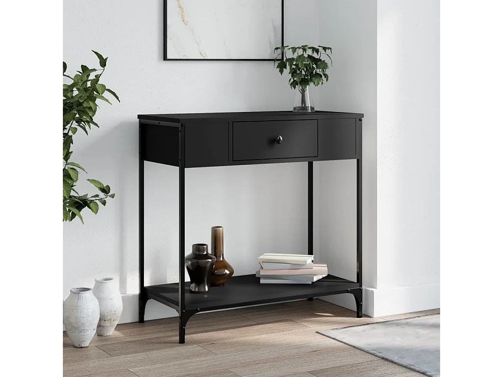 Zwarte consoletafel 75x34,5x75 cm bewerkt hout