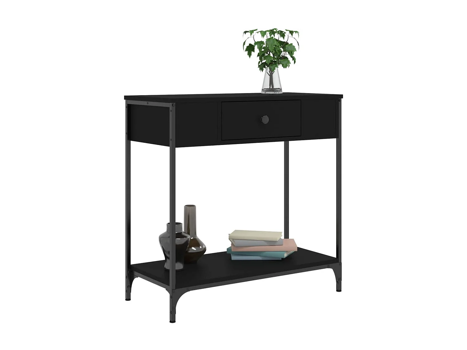 Zwarte consoletafel 75x34,5x75 cm bewerkt hout