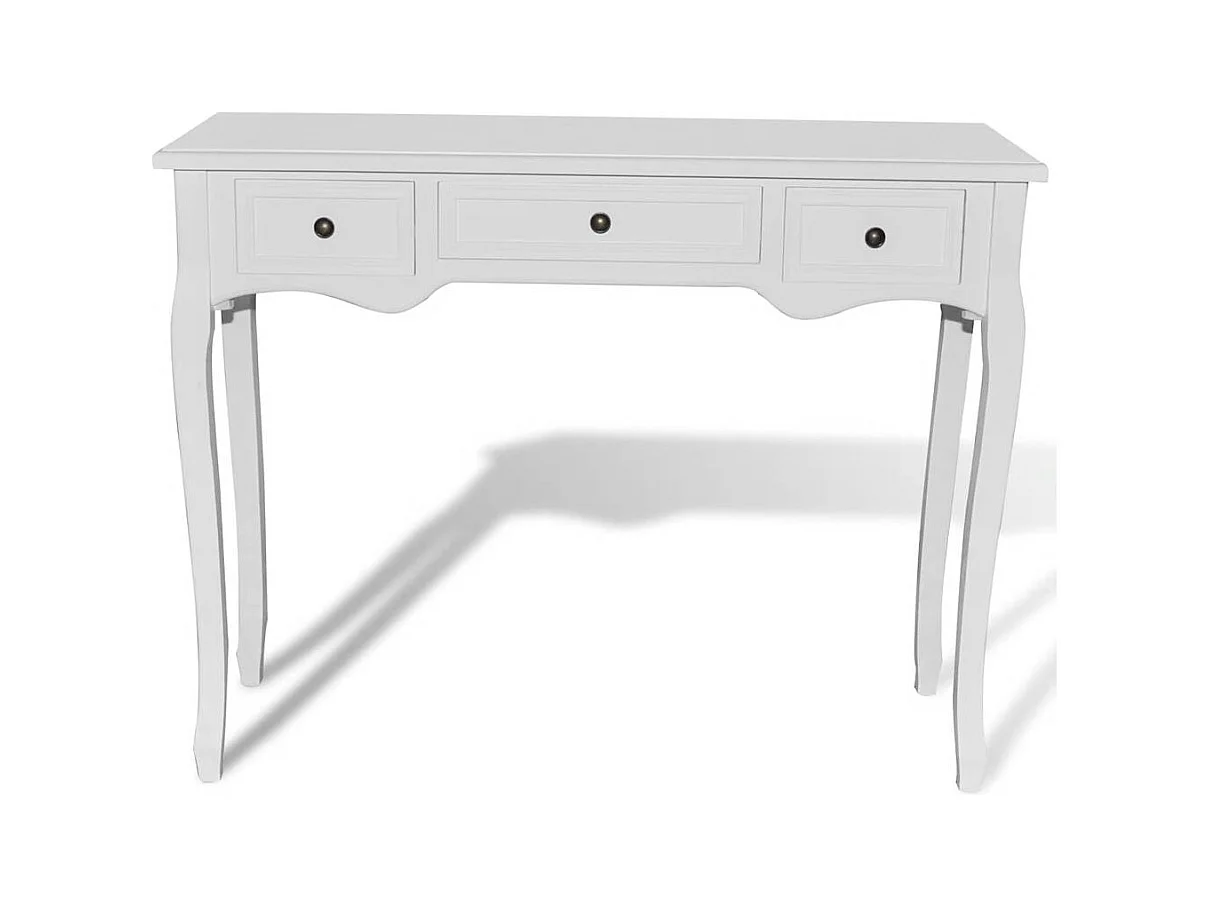 Consoletafel en kaptafel met 3 lades Wit