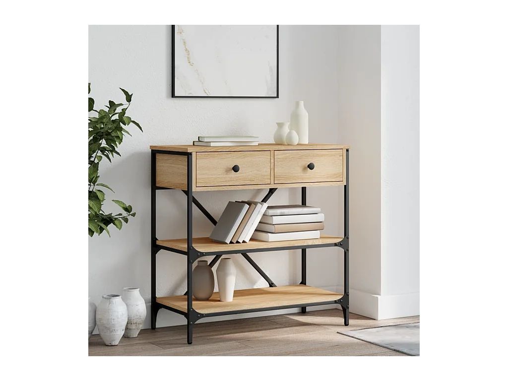 Table console chêne sonoma 75x34,5x75 cm bois d'ingénierie