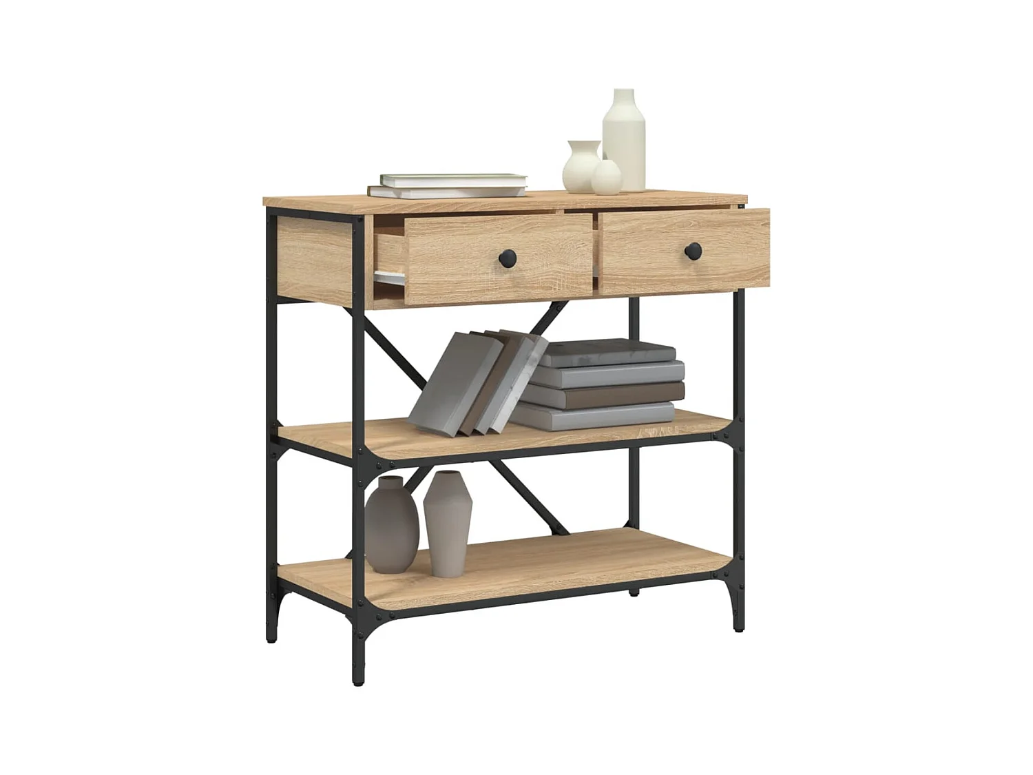 Table console chêne sonoma 75x34,5x75 cm bois d'ingénierie