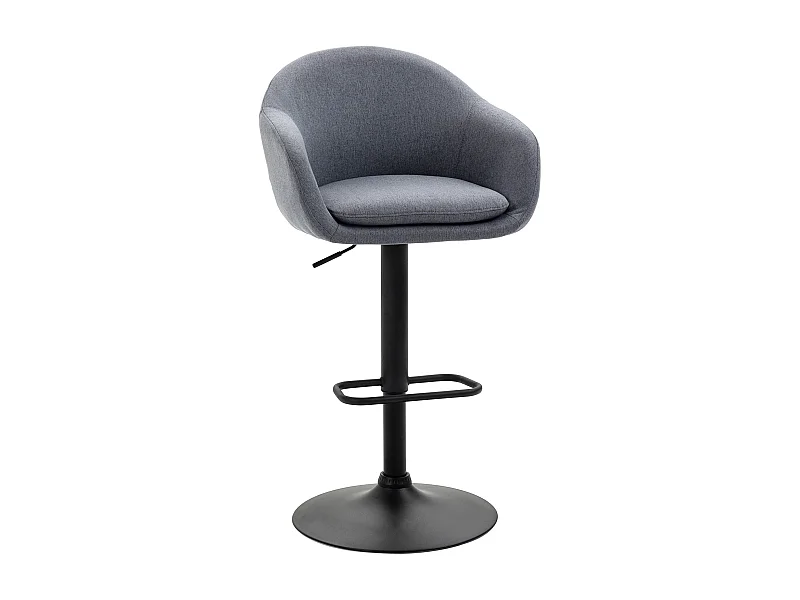 Tabouret de Bar Réglable, Design Moderne, Lin Imprimé, Métal, Gris (54x54x112 cm)