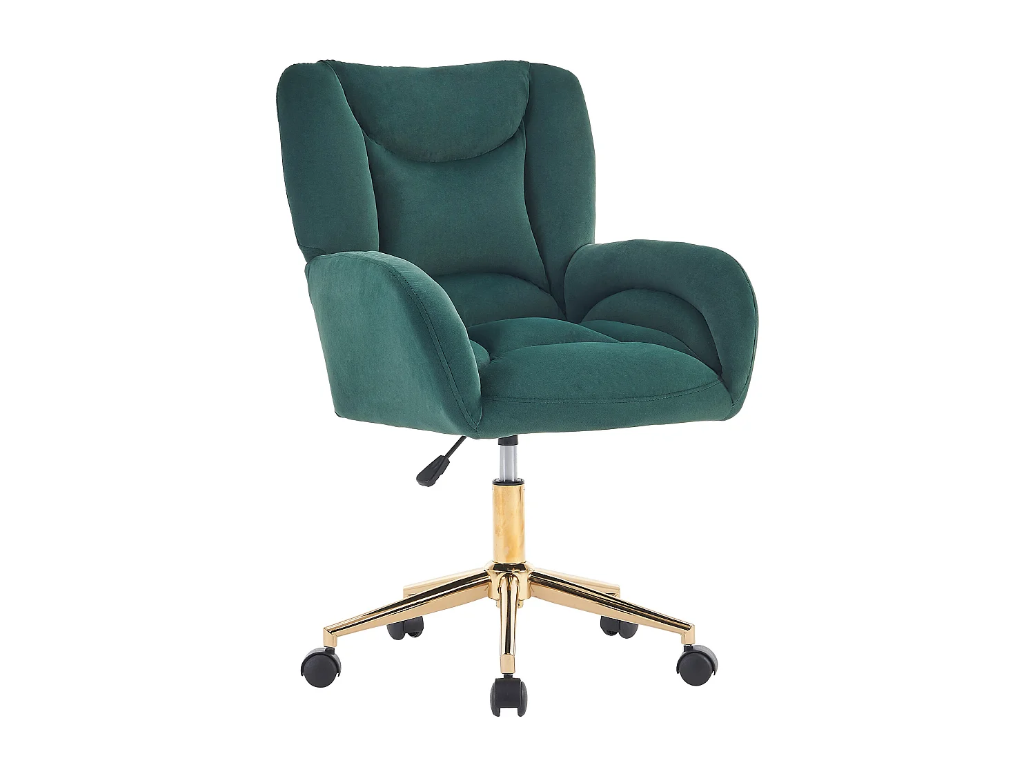 Draaibare fluwelen bureaustoel, verstelbare hoogte, gouden metalen voet, modern design, ergonomisch comfort (64x62x92,5 cm)