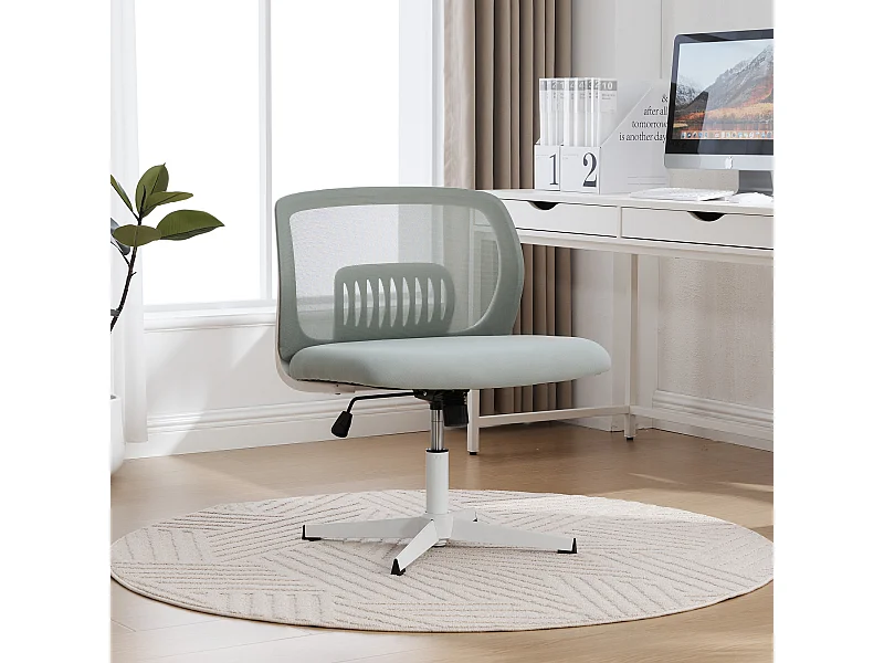 Ergonomische bureaustoel zonder armleuningen, ademende mesh rugleuning, kantelbaar en draaibaar, mintgroen (61x55x73cm)