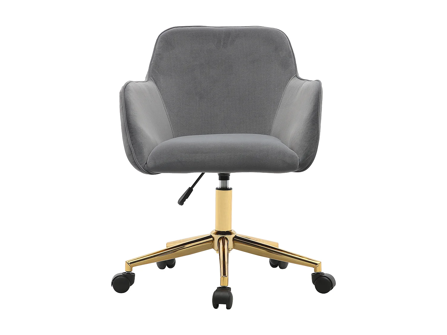 Silla de oficina giratoria, altura regulable, terciopelo, base dorada, gris (58x58x86 cm)