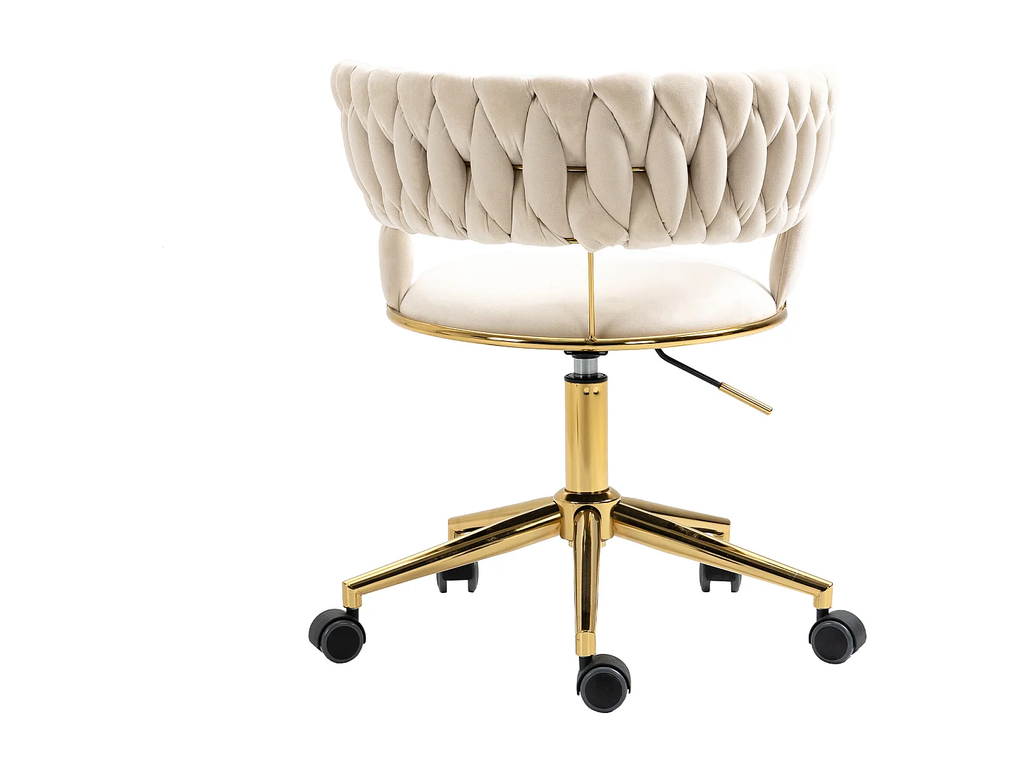 Silla de oficina de terciopelo, giratoria 360°, altura ajustable, diseño recortado, base de acero inoxidable con 5 ruedas (62 x 62 x 67-77 cm)