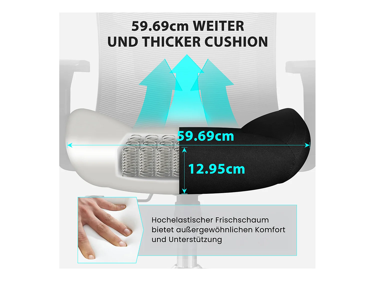 Sedia da ufficio ergonomica, design di alta qualità, similpelle, braccioli 4D, supporto lombare regolabile, nero (51x71,5x108 cm), capacità 200 kg