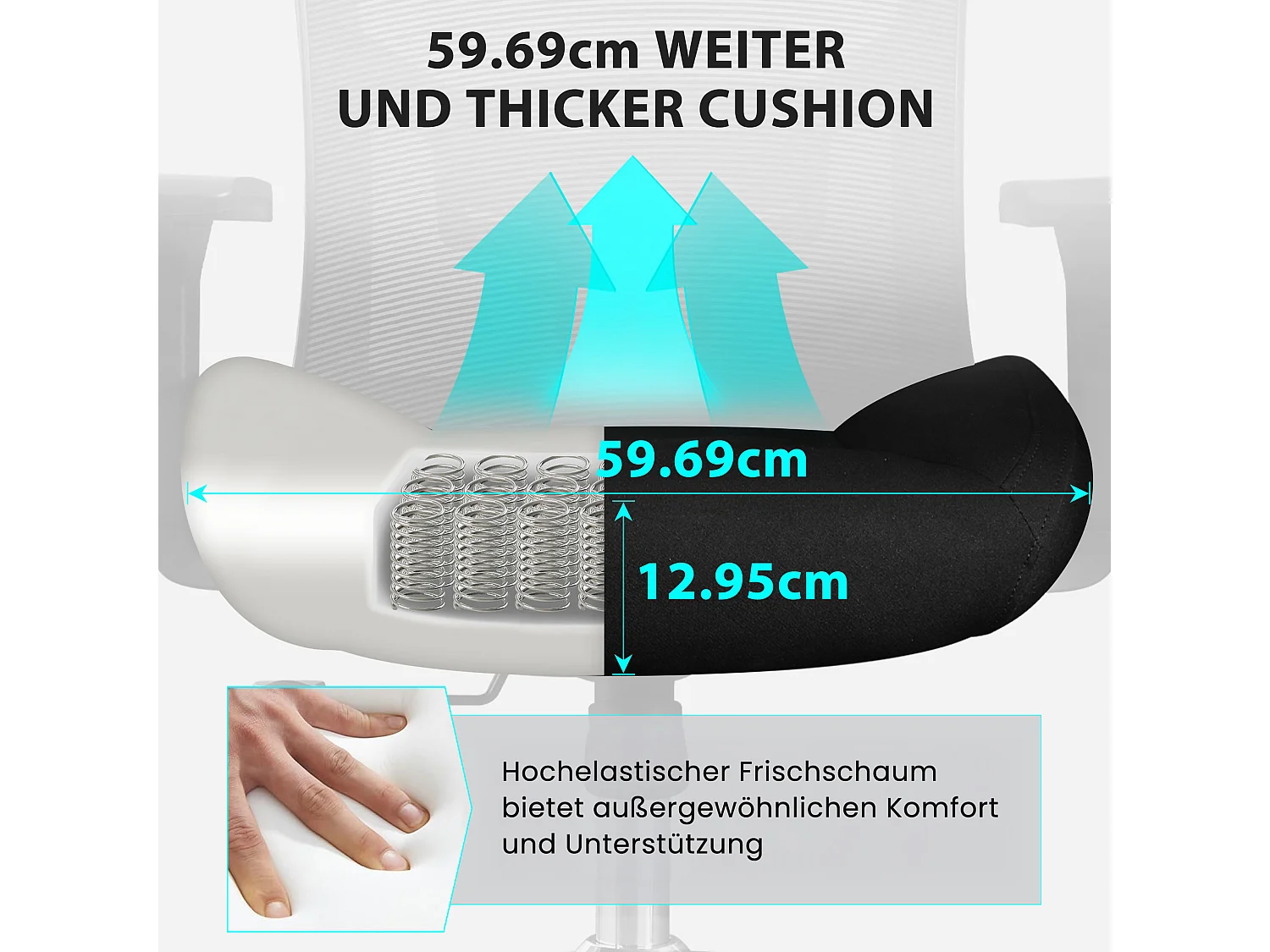 Ergonomische bureaustoel, hoogwaardig design, PU-leer, 4D-armleuningen, verstelbare lendensteun, zwart (51x71,5x108 cm), draagvermogen 200 kg