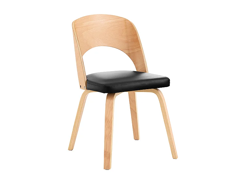 SoBuy FST97-SCH - Gestoffeerde stoel van hout en leer voor keuken/woonkamer L51xB60xH78cm