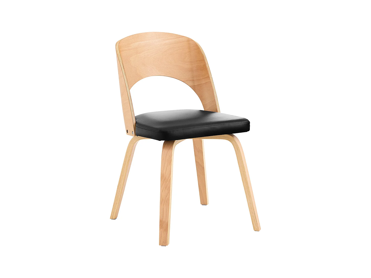 SoBuy FST97-SCH - Gestoffeerde stoel van hout en leer voor keuken/woonkamer L51xB60xH78cm