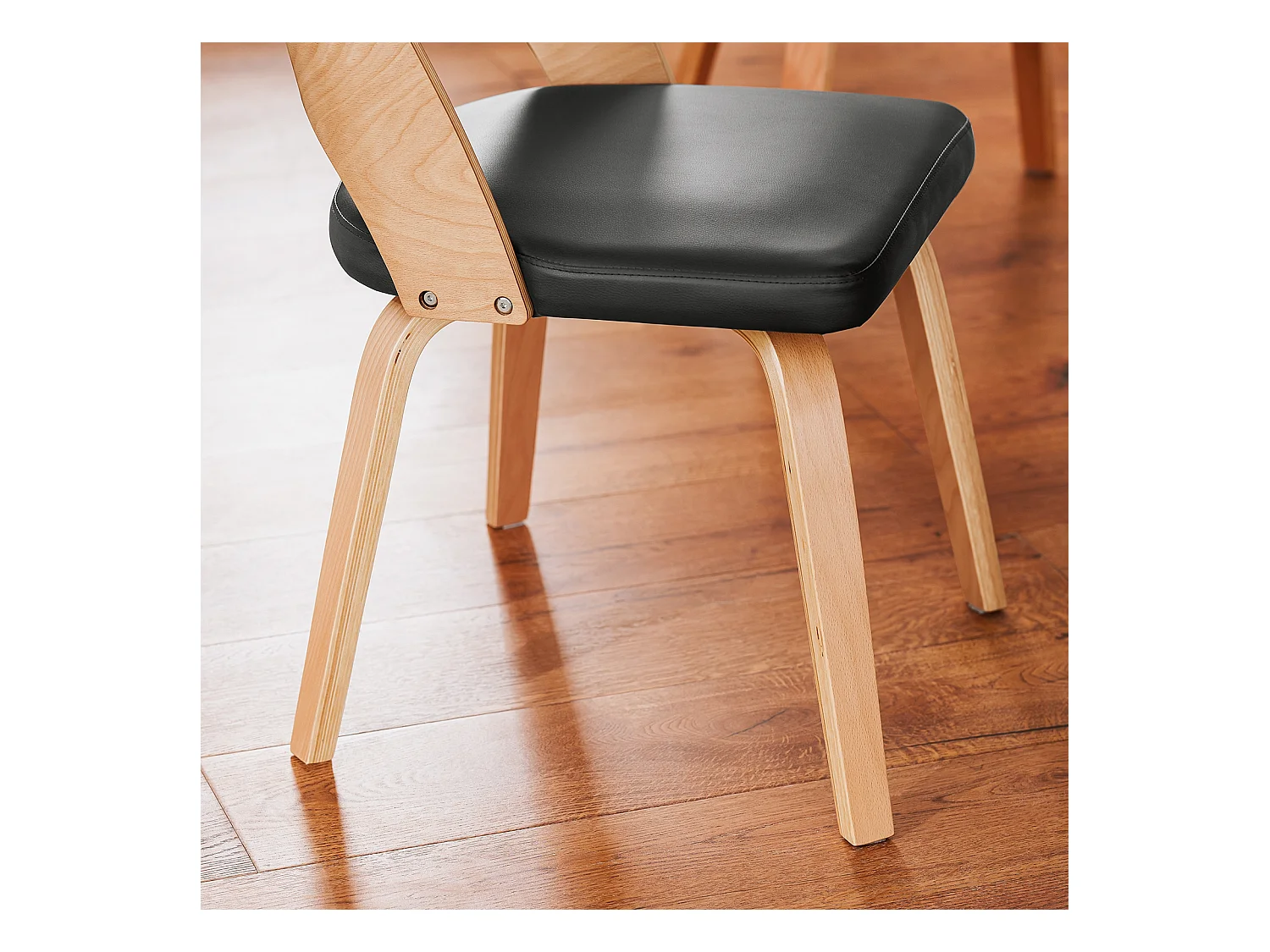 SoBuy FST97-SCH - Gestoffeerde stoel van hout en leer voor keuken/woonkamer L51xB60xH78cm