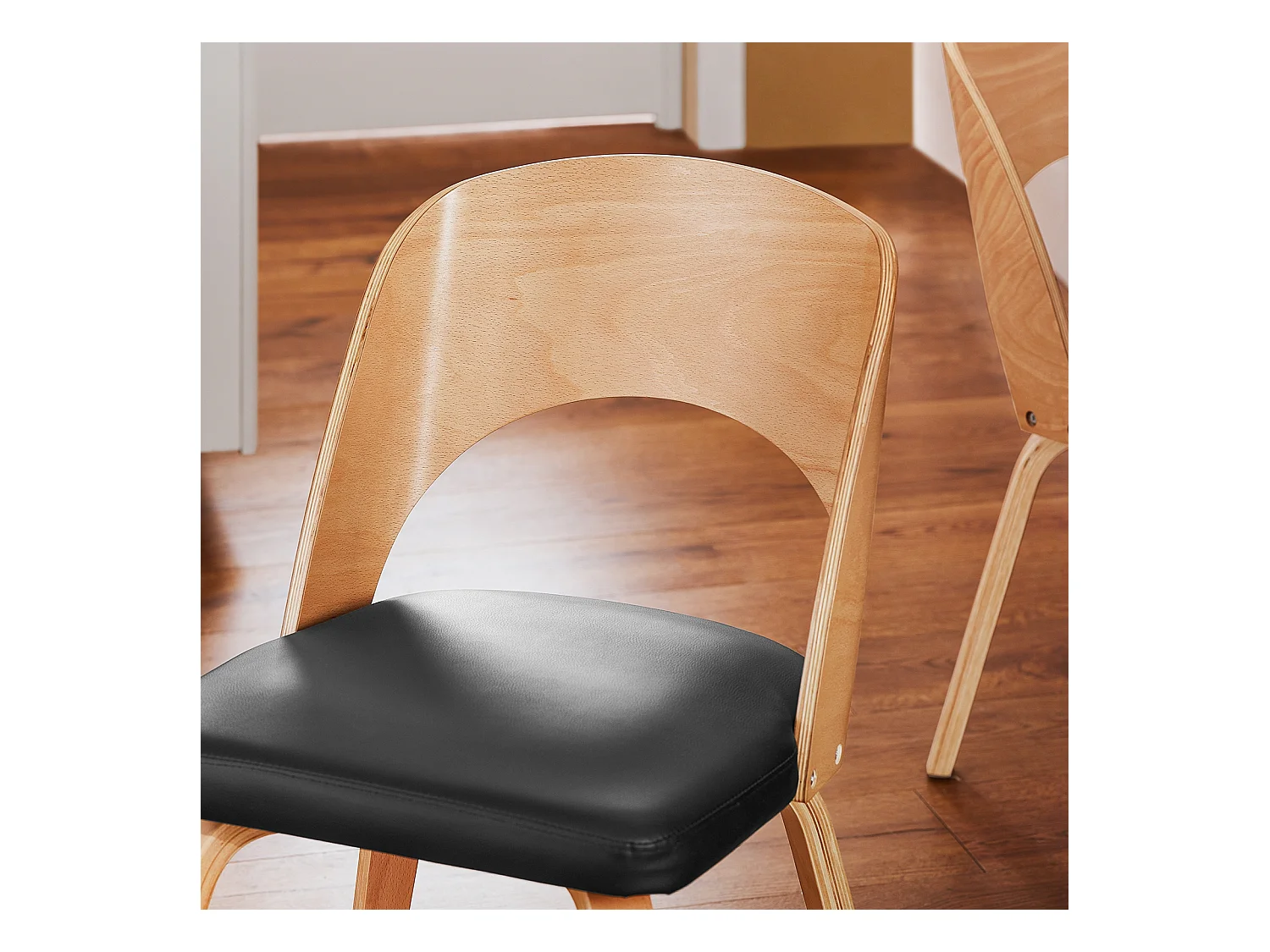 SoBuy FST97-SCH - Gestoffeerde stoel van hout en leer voor keuken/woonkamer L51xB60xH78cm