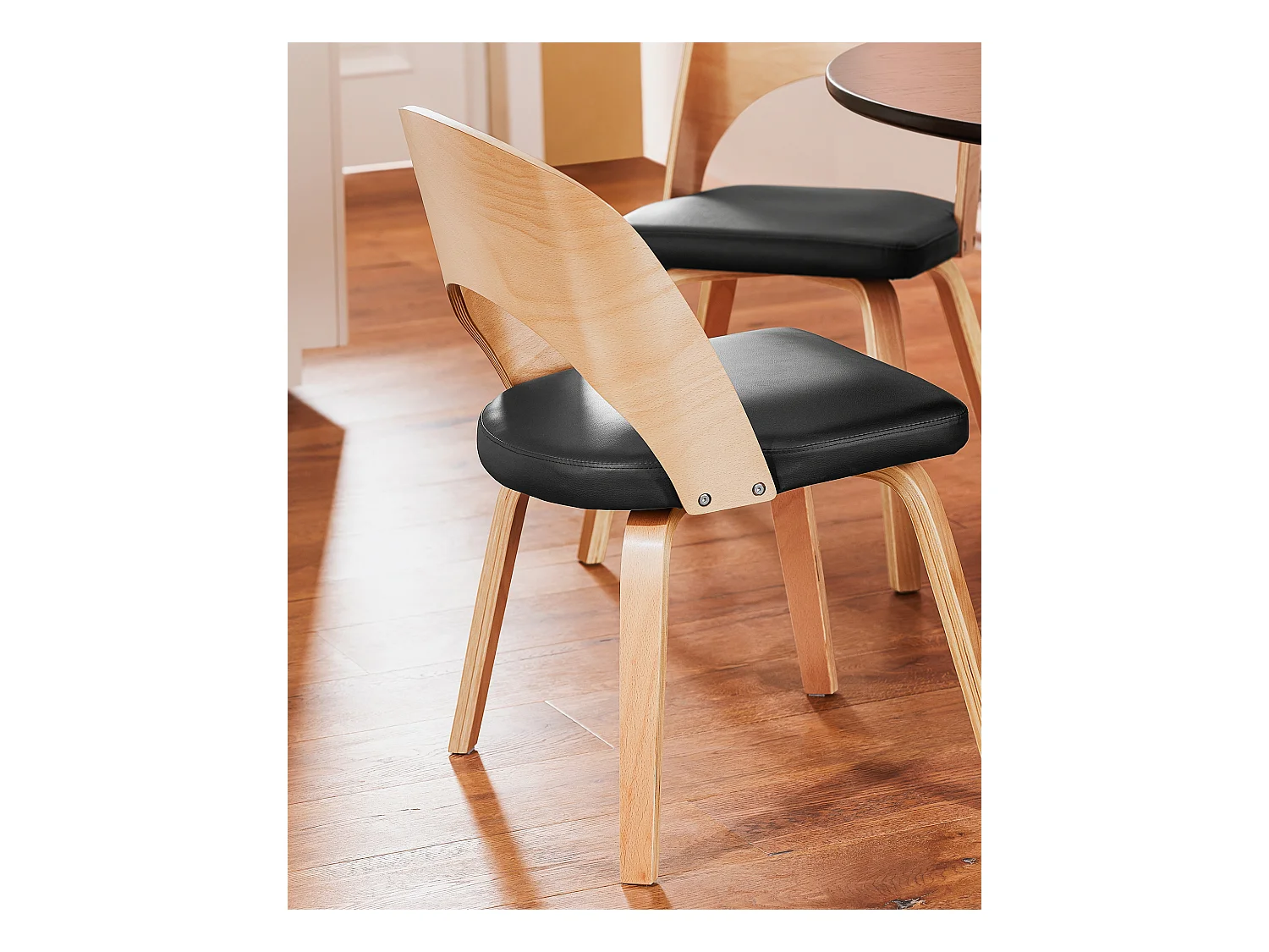 SoBuy FST97-SCH - Gestoffeerde stoel van hout en leer voor keuken/woonkamer L51xB60xH78cm