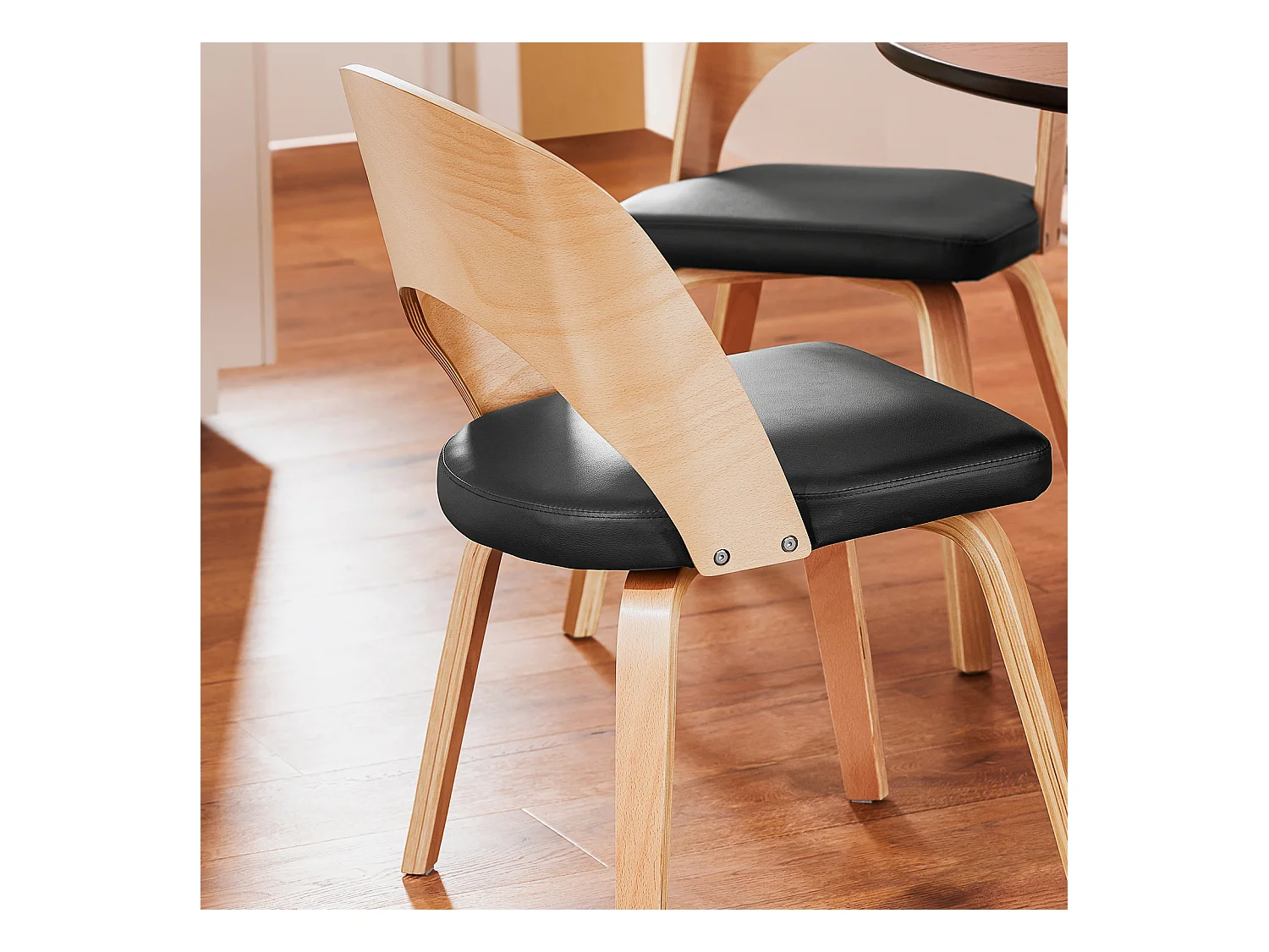 SoBuy FST97-SCH - Gestoffeerde stoel van hout en leer voor keuken/woonkamer L51xB60xH78cm