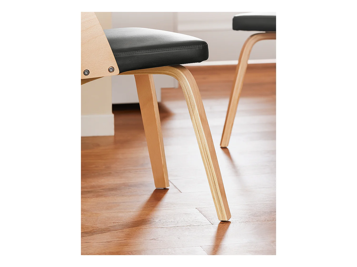 SoBuy FST97-SCH - Gestoffeerde stoel van hout en leer voor keuken/woonkamer L51xB60xH78cm