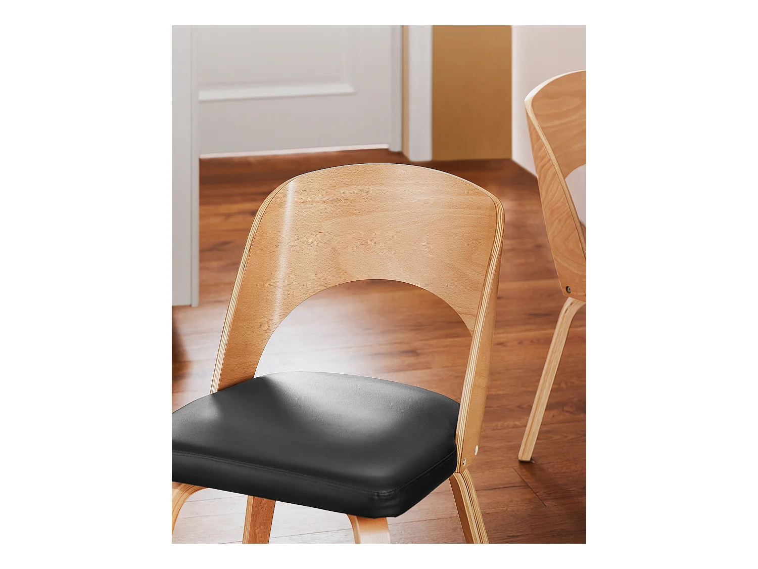 SoBuy FST97-SCH - Silla tapizada de madera y piel para cocina/salón L51xA60xA78cm