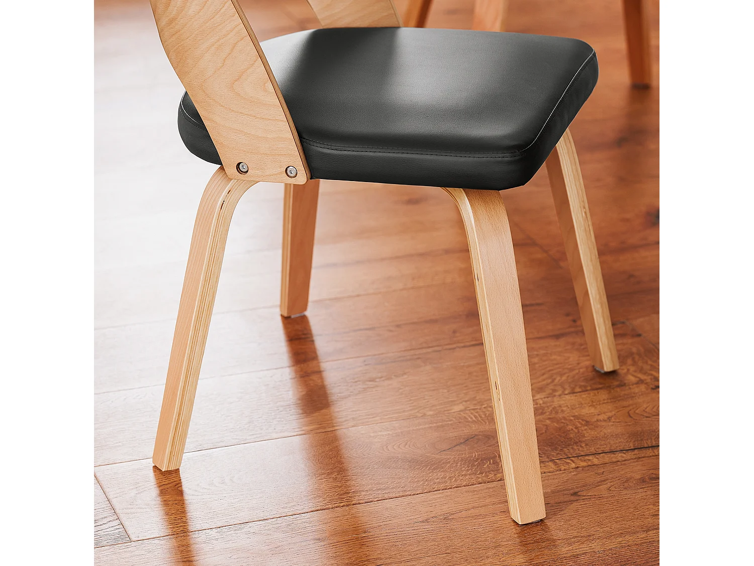 SoBuy FST97-SCH - Chaise tapissée en bois et cuir pour cuisine/salon L51xL60xH78cm