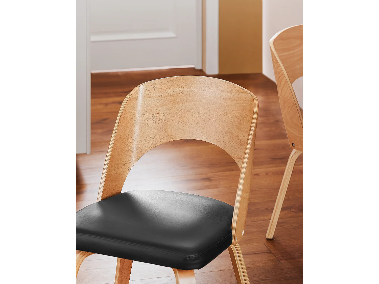 SoBuy FST97-SCH - Chaise tapissée en bois et cuir pour cuisine/salon L51xL60xH78cm