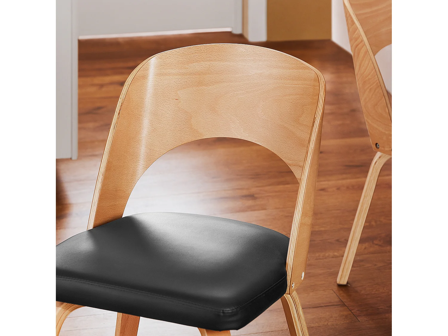 SoBuy FST97-SCH - Chaise tapissée en bois et cuir pour cuisine/salon L51xL60xH78cm