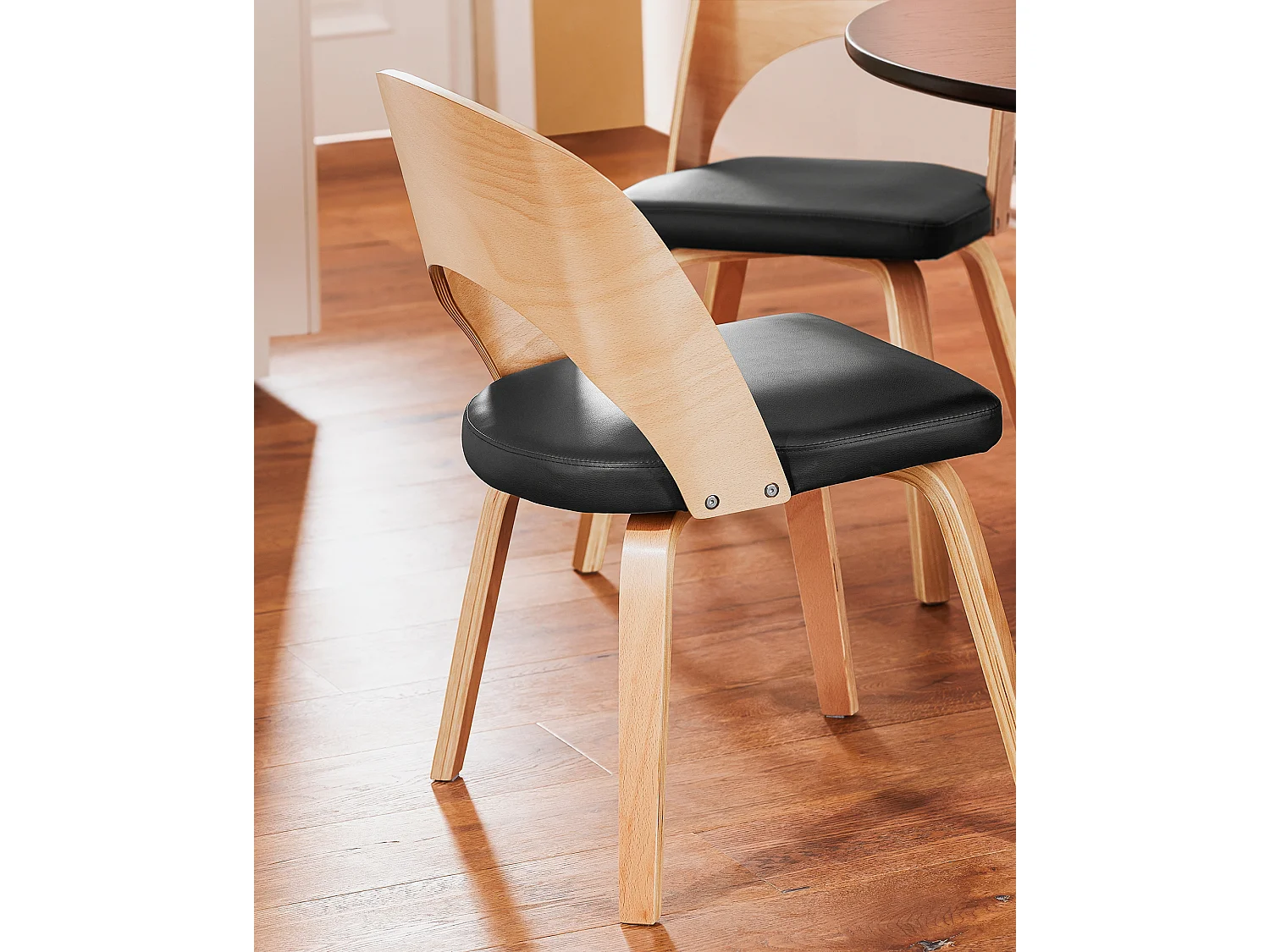SoBuy FST97-SCH - Chaise tapissée en bois et cuir pour cuisine/salon L51xL60xH78cm