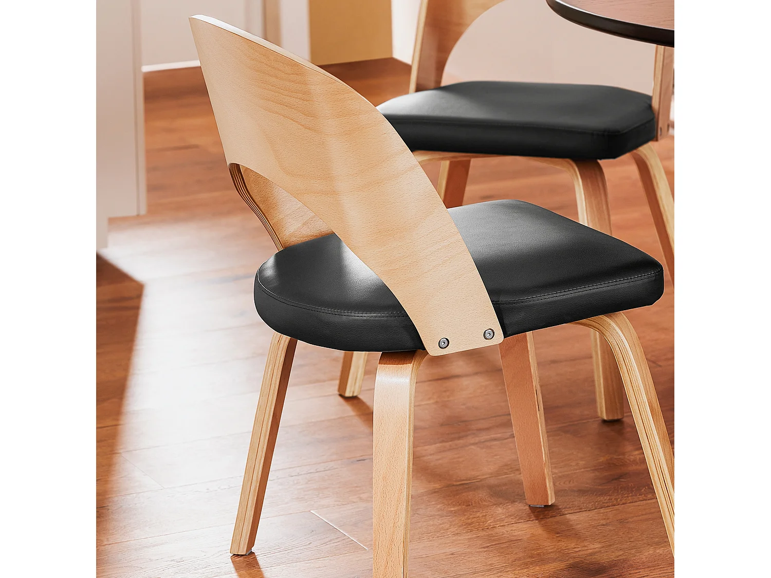 SoBuy FST97-SCH - Chaise tapissée en bois et cuir pour cuisine/salon L51xL60xH78cm