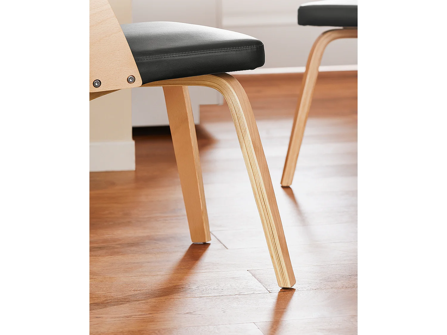 SoBuy FST97-SCH - Chaise tapissée en bois et cuir pour cuisine/salon L51xL60xH78cm