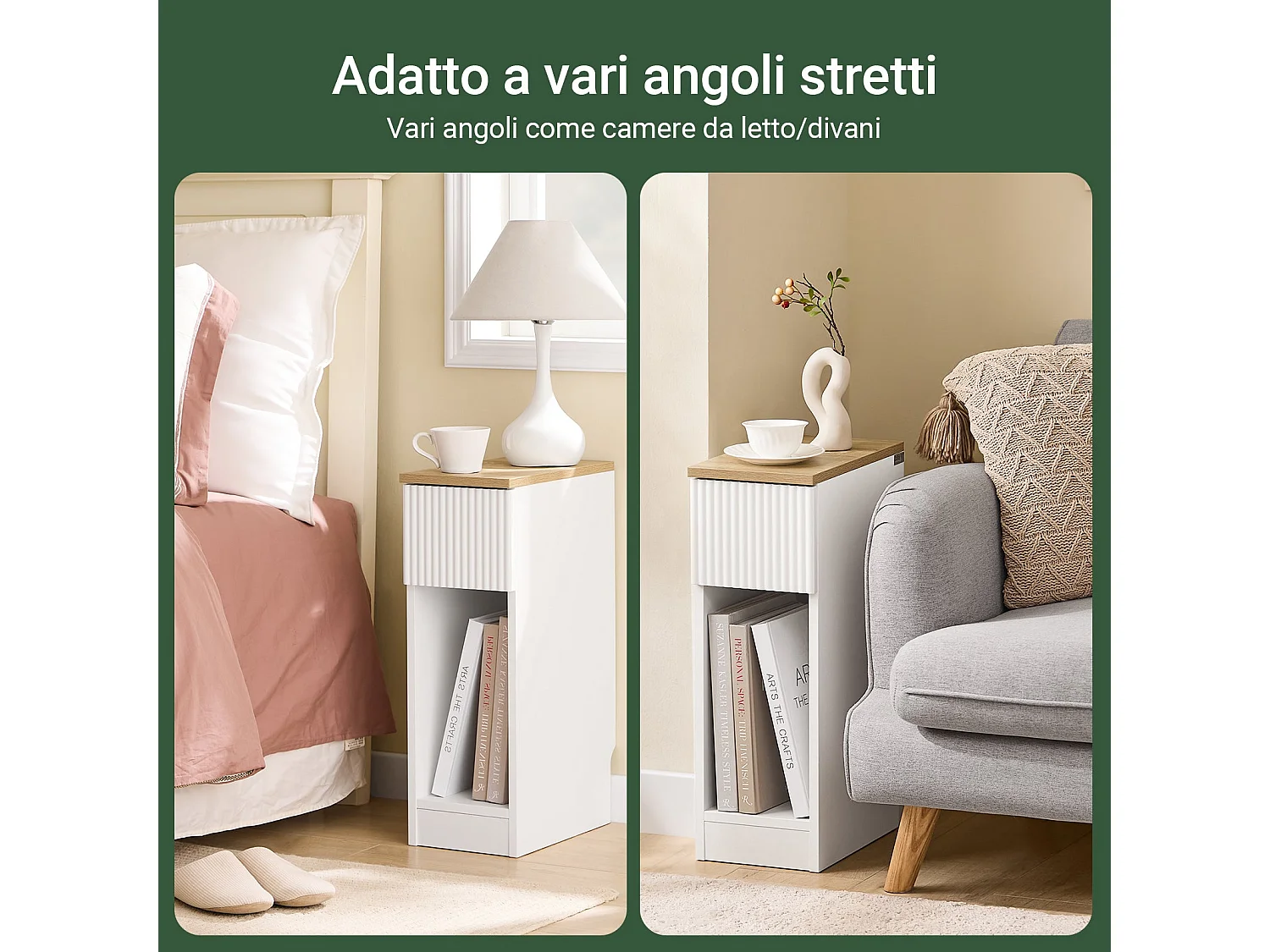 SoBuy FBT111-W - Table d'appoint étroite avec tiroir ondulé L20cm x L35cm x H60cm