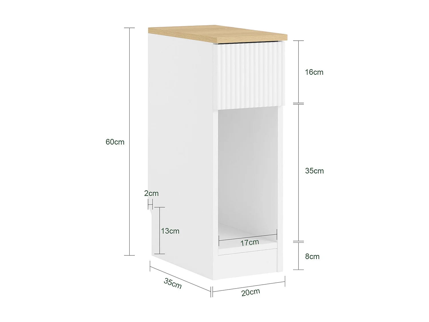 SoBuy FBT111-W - Table d'appoint étroite avec tiroir ondulé L20cm x L35cm x H60cm