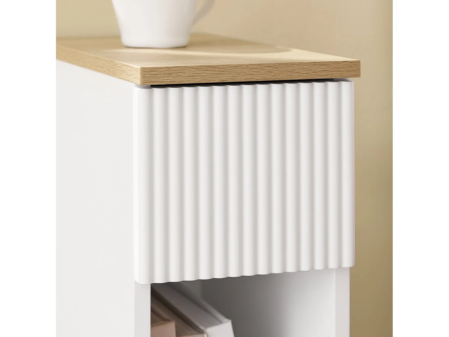 SoBuy FBT111-W - Table d'appoint étroite avec tiroir ondulé L20cm x L35cm x H60cm