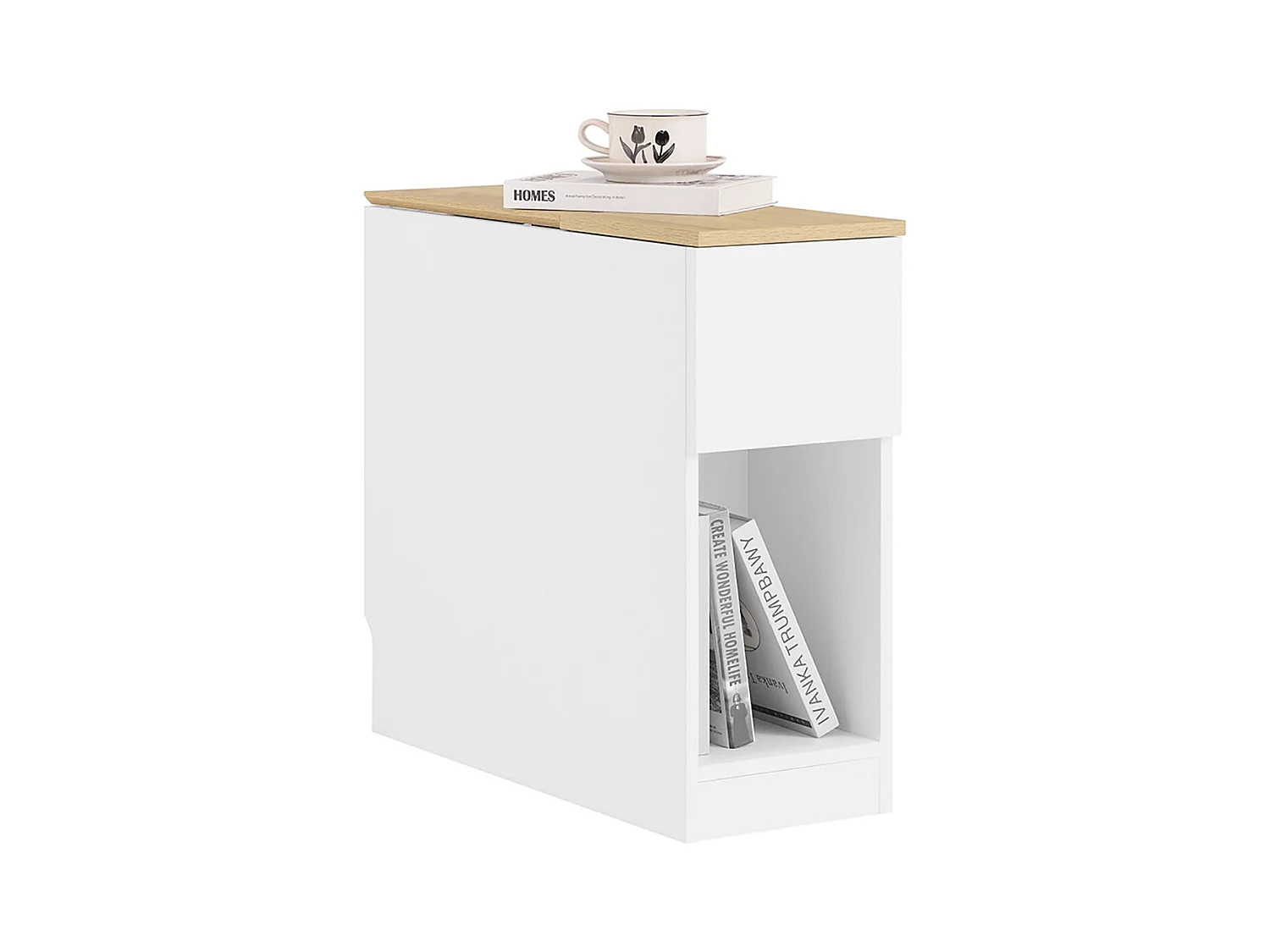 SoBuy FBT162-WN - Table de chevet moderne avec 3 étagères Blanc/Bois L65cm x L25cm x H60cm