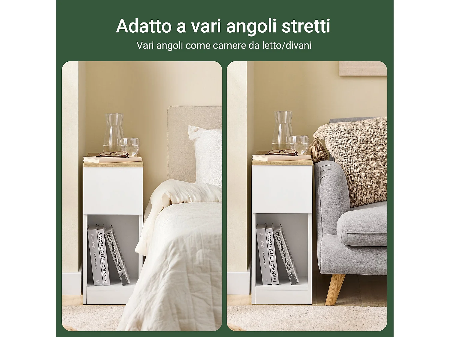 SoBuy FBT162-WN - Table de chevet moderne avec 3 étagères Blanc/Bois L65cm x L25cm x H60cm