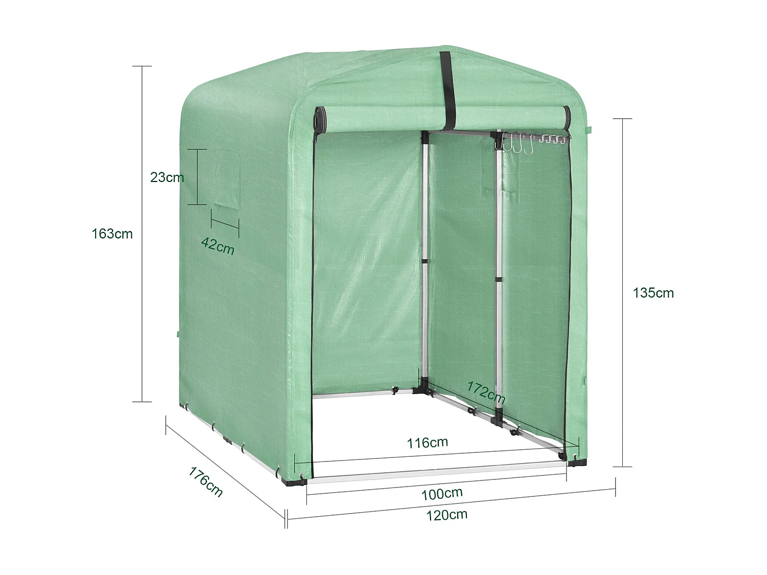 SoBuy KLS11-GR - Abri de jardin étanche pour vélo/voiture L177xL120xH160cm