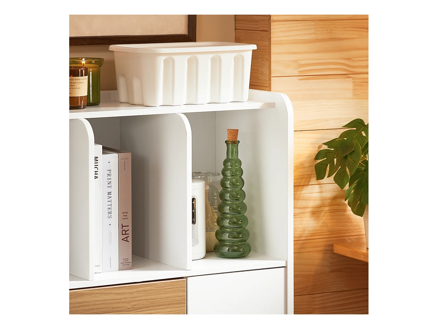 SoBuy STR11-WN - Libreria con cassetti Bianco-Naturale L72cm x W30cm x H109.7cm