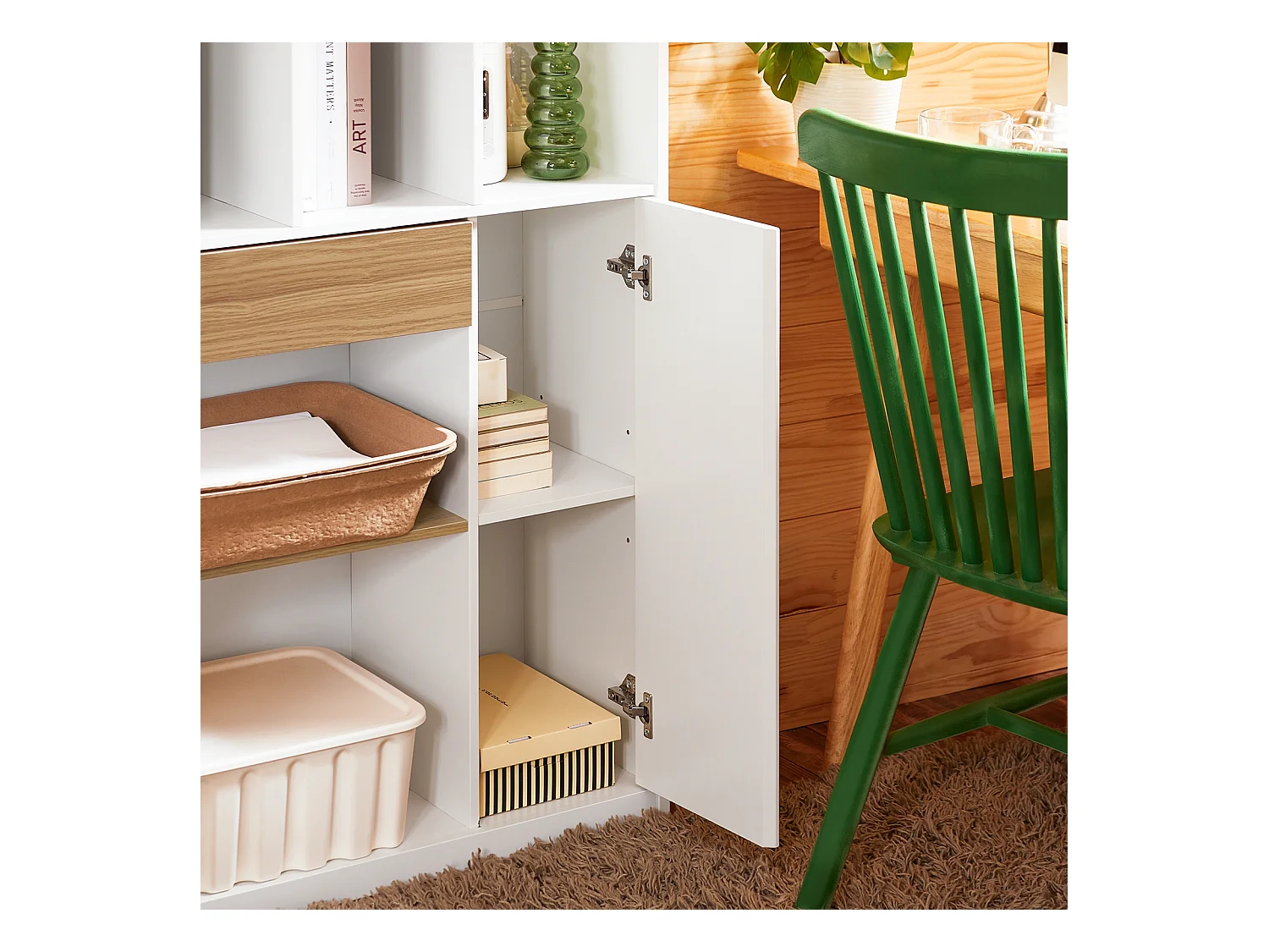 SoBuy STR11-WN - Libreria con cassetti Bianco-Naturale L72cm x W30cm x H109.7cm