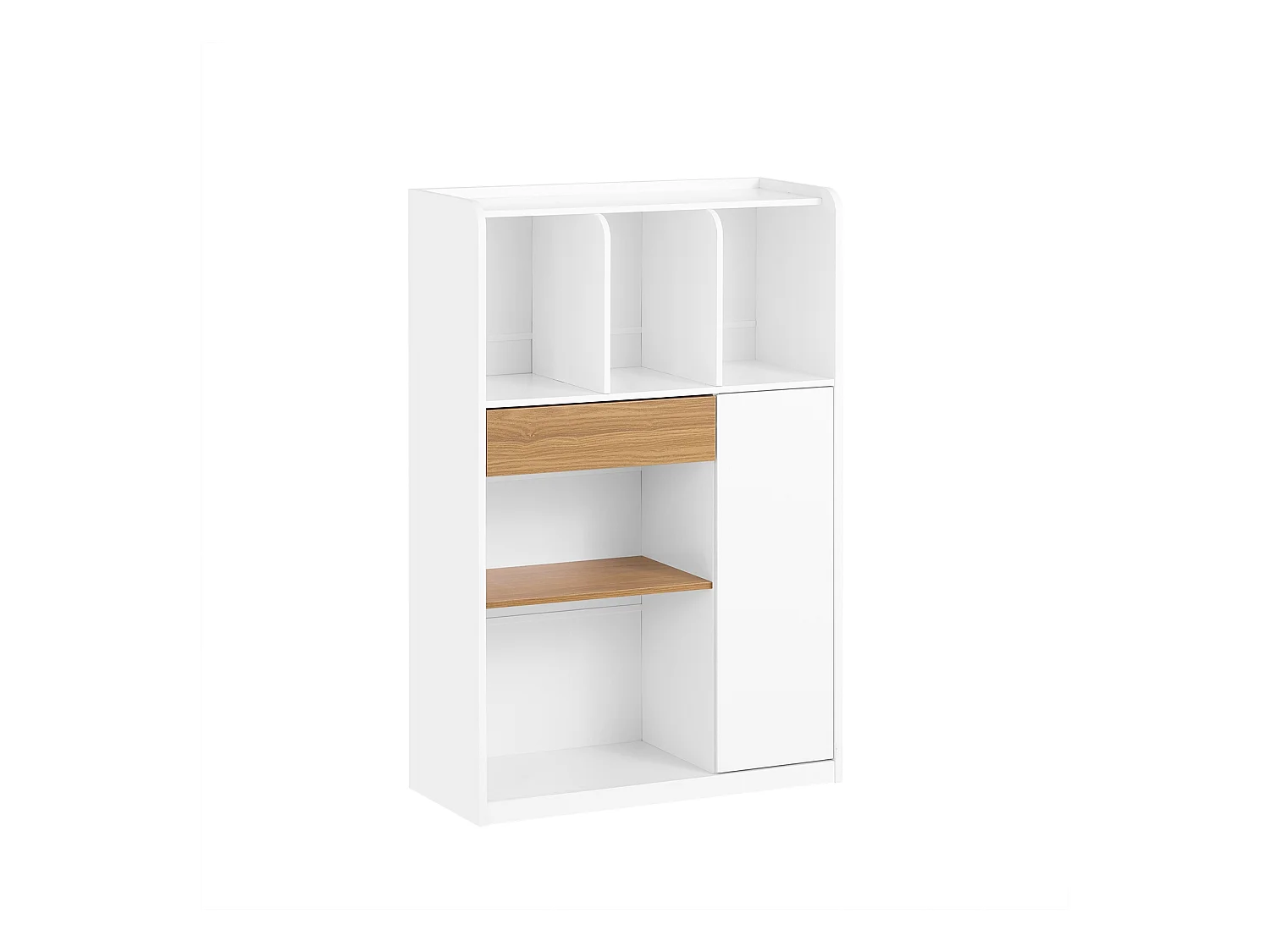 SoBuy STR11-WN - Bibliothèque à tiroirs Blanc-Naturel L72cm x L30cm x H109.7cm