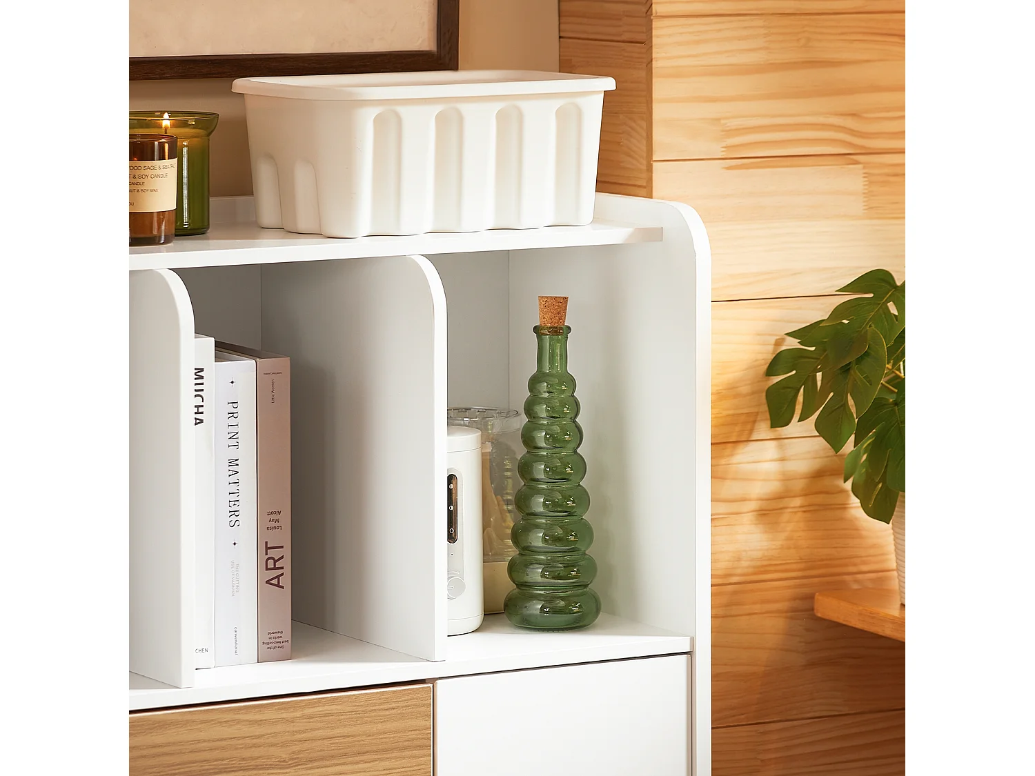 SoBuy STR11-WN - Bibliothèque à tiroirs Blanc-Naturel L72cm x L30cm x H109.7cm