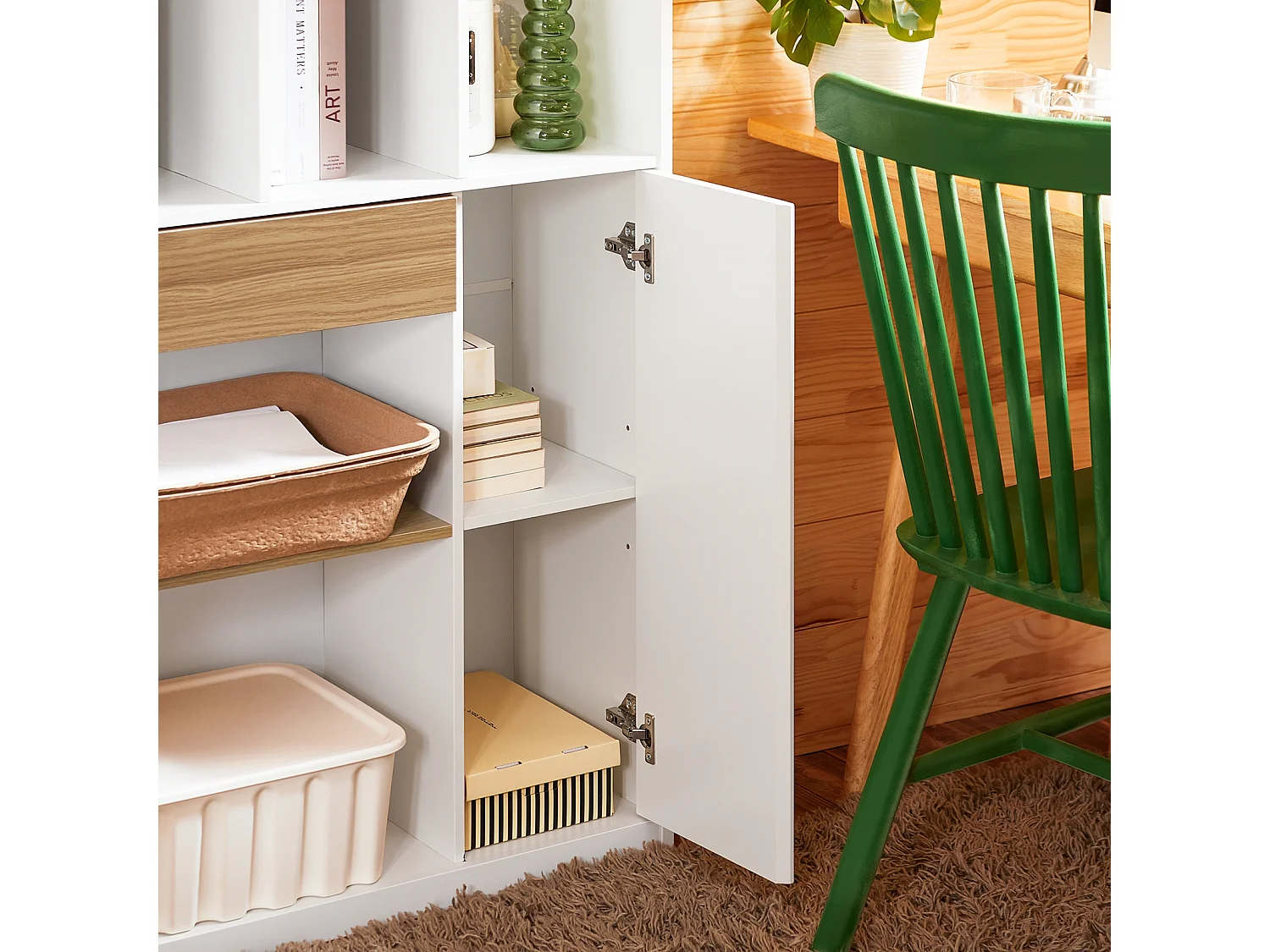 SoBuy STR11-WN - Bibliothèque à tiroirs Blanc-Naturel L72cm x L30cm x H109.7cm