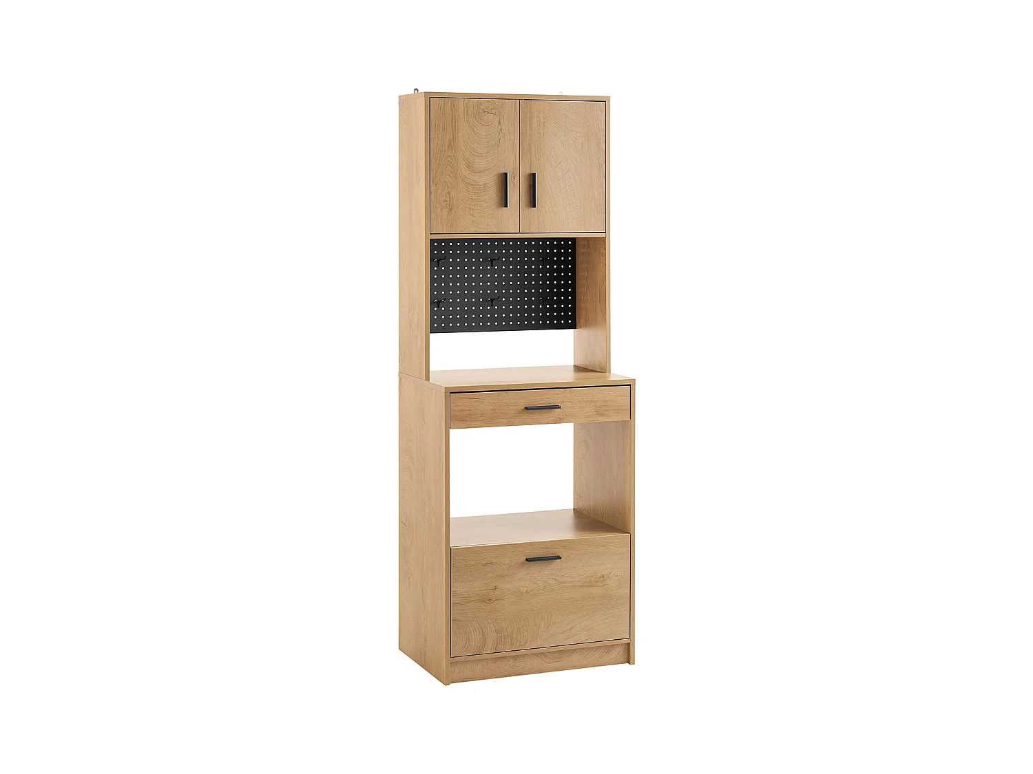 SoBuy FSB98-N - Meuble de cuisine avec étagère pour micro-ondes L60cm x L40cm x H170cm