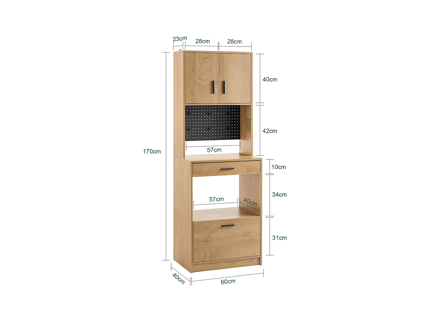 SoBuy FSB98-N - Meuble de cuisine avec étagère pour micro-ondes L60cm x L40cm x H170cm