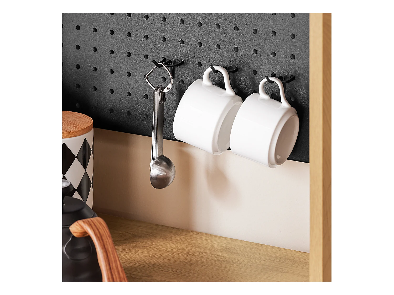 SoBuy FSB98-N - Meuble de cuisine avec étagère pour micro-ondes L60cm x L40cm x H170cm