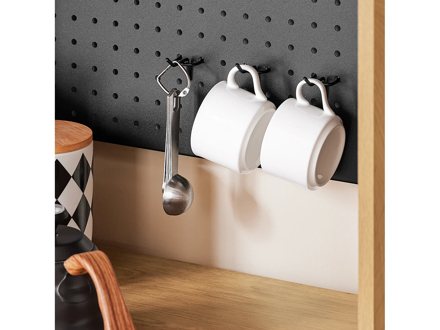 SoBuy FSB98-N - Meuble de cuisine avec étagère pour micro-ondes L60cm x L40cm x H170cm