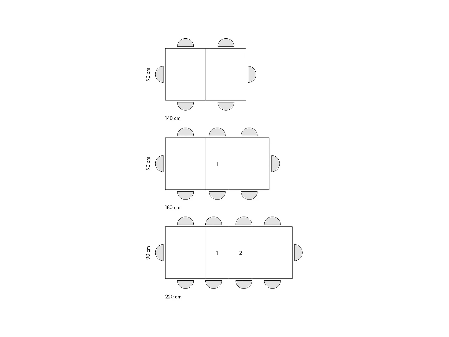 Table statuaire en bois, finition blanche, piètement blanc, à rallonge 140x90-220x90 - LIPARI