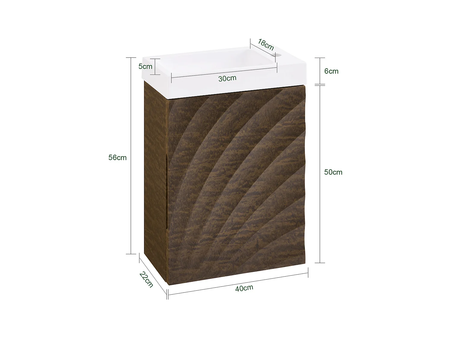 SoBuy BZR197-N - Sous-meuble avec porte et lavabo L40cm x L22cm x H56cm