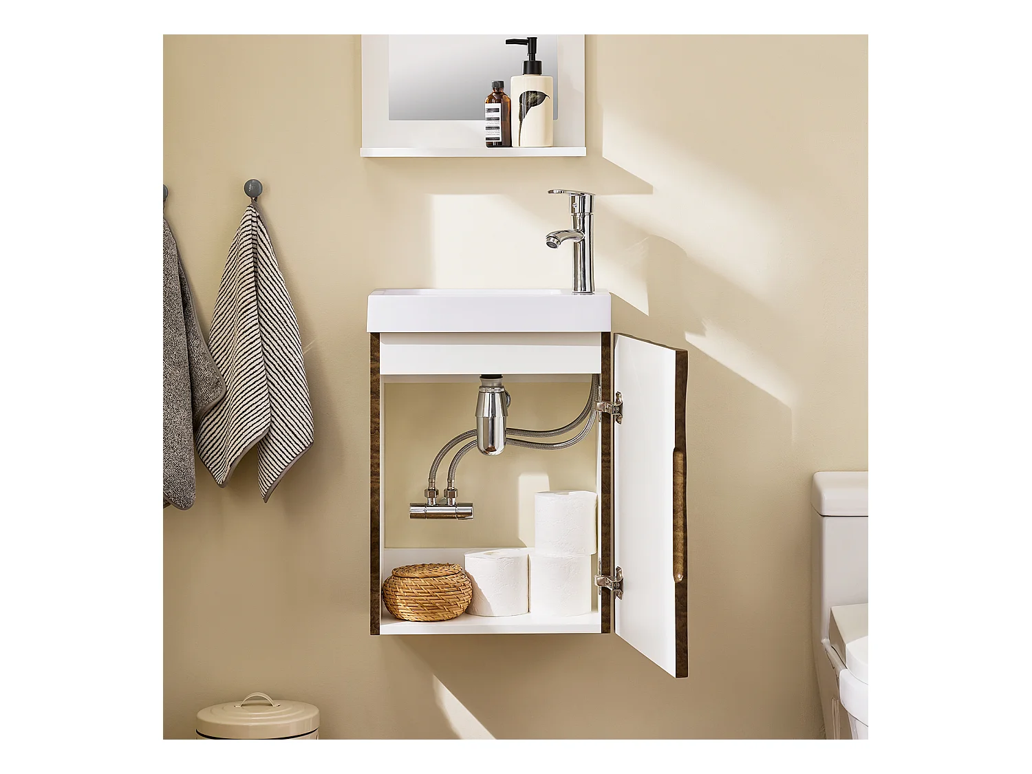 SoBuy BZR197-N - Sous-meuble avec porte et lavabo L40cm x L22cm x H56cm