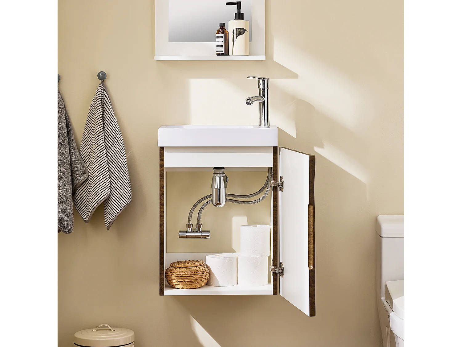 SoBuy BZR197-N - Onderkast met deur en wastafel L40cm x B22cm x H56cm