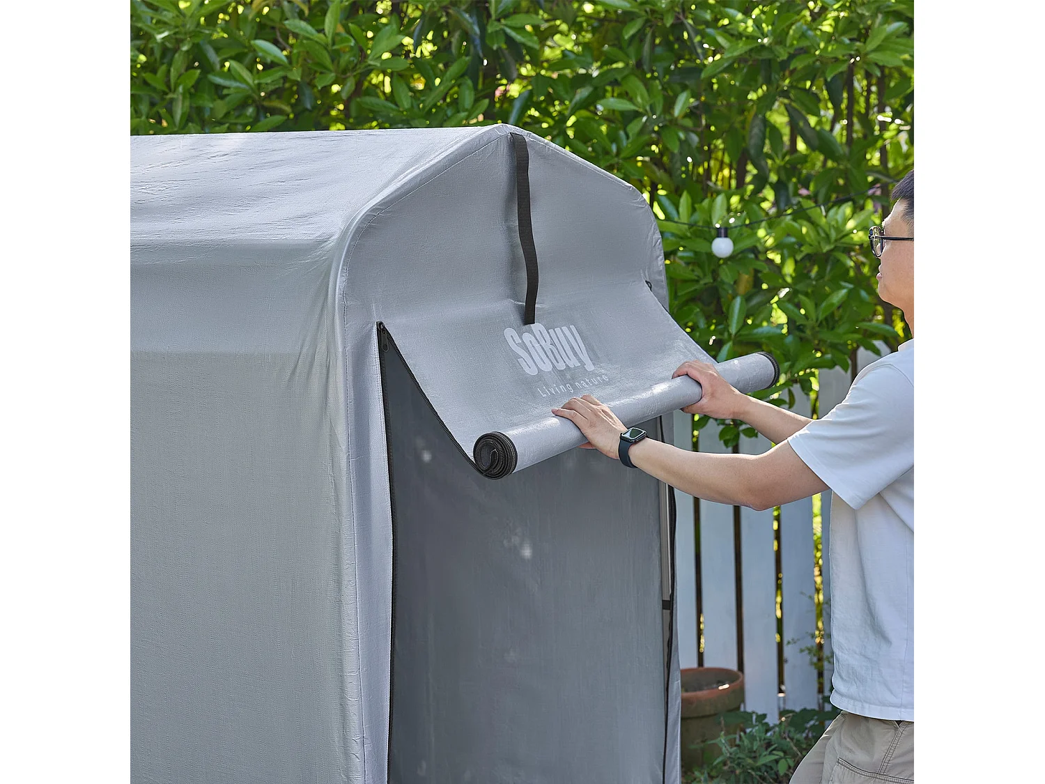 SoBuy KLS11-K - Abri de jardin étanche pour vélos et outils L176.5cm x L122cm ...