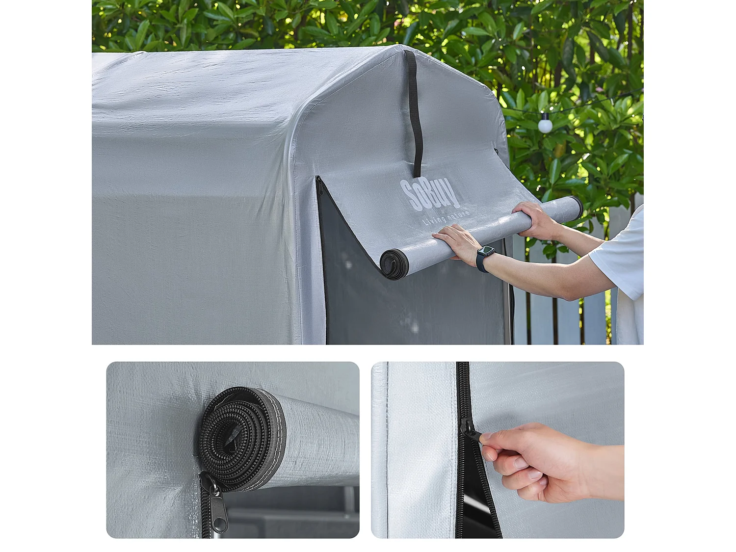 SoBuy KLS11-K - Abri de jardin étanche pour vélos et outils L176.5cm x L122cm ...