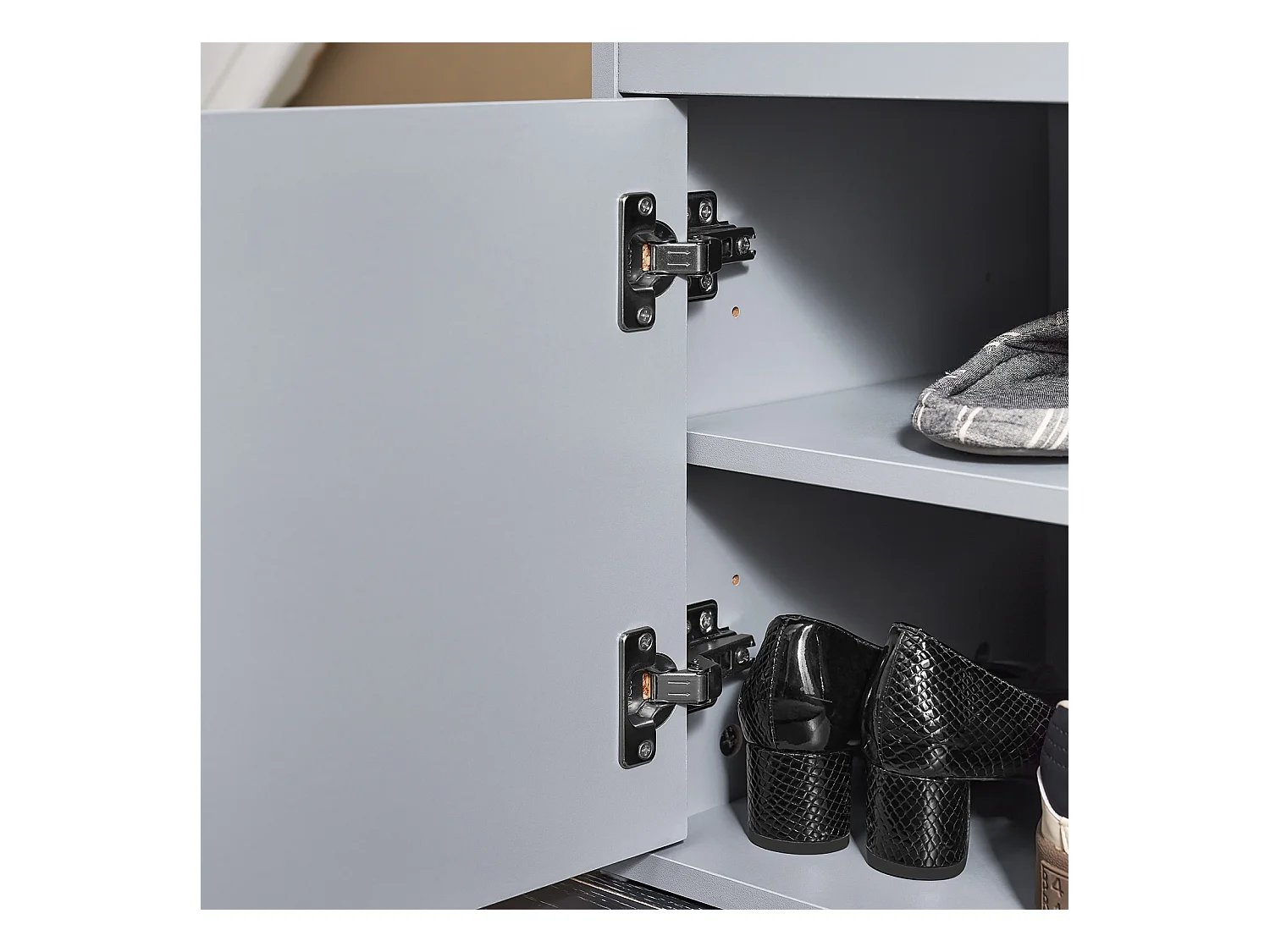 SoBuy FSR96-DG - Meuble à chaussures avec coussins et espace de rangement L100cm x L34cm x H47cm